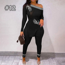 Load image into Gallery viewer, letter printed split long sleeve top suit(AY2445)
