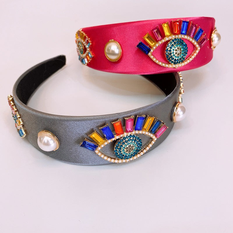 Hot sale rhinestone pearl eyes headband