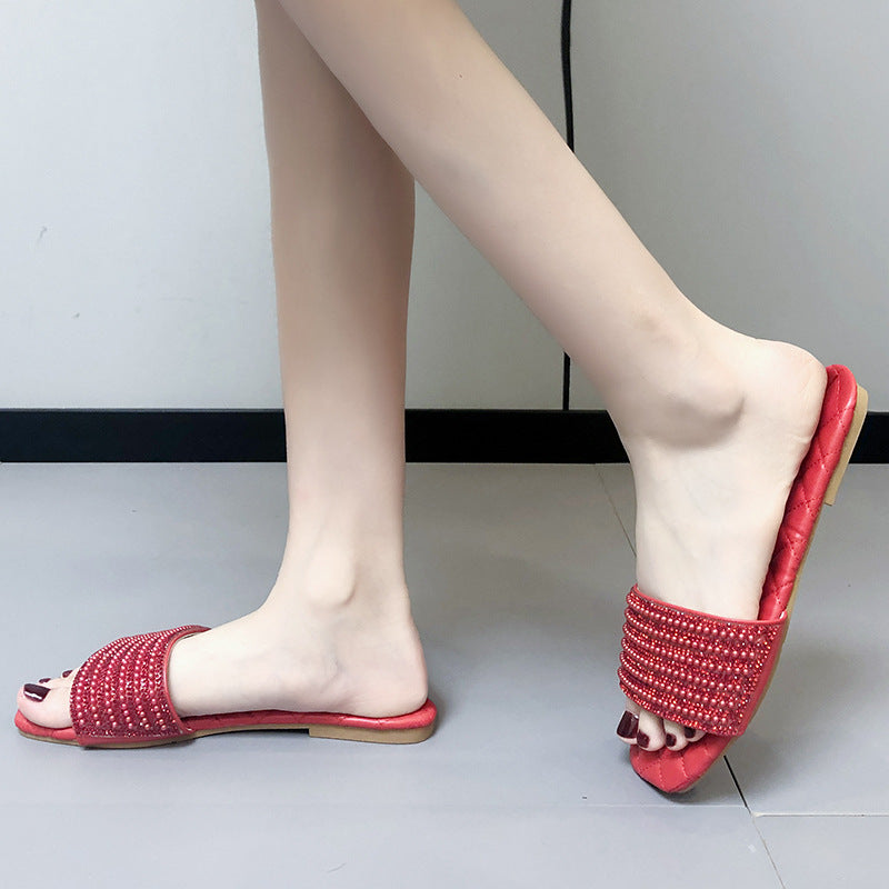 Square head diamond slippers