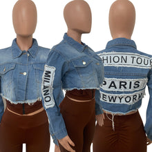 Load image into Gallery viewer, Applique Letter Denim Short Jacket（AY2311）
