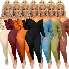 Load image into Gallery viewer, Solid color V-neck jumpsuit (AY1600）
